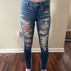American Eagle skinny ripped jeans. Medium wash.